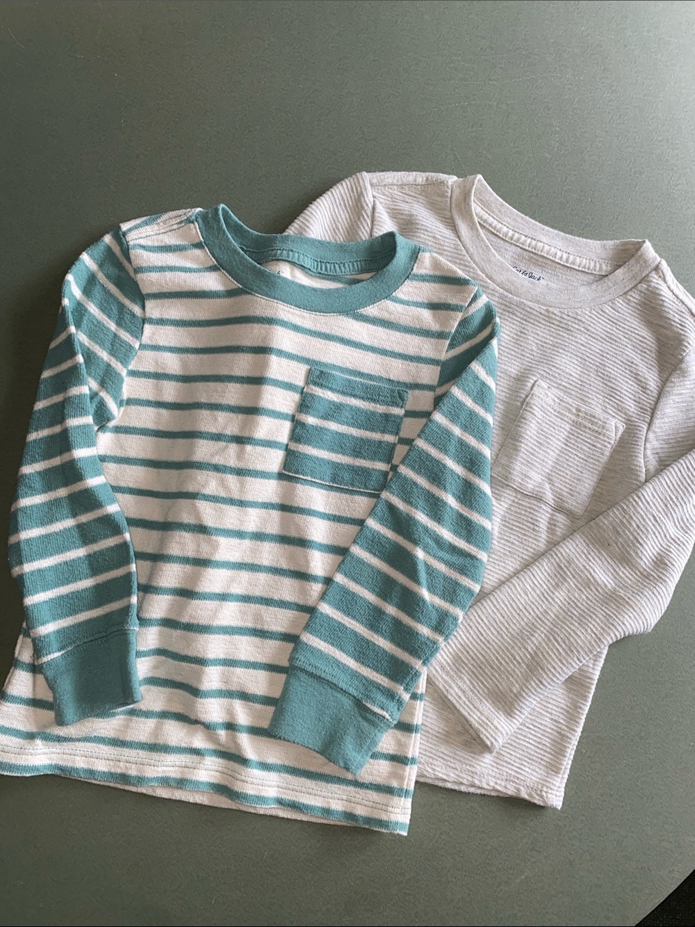 Set of Kids Long-Sleeve Stripe Top - Seafoam & Cream